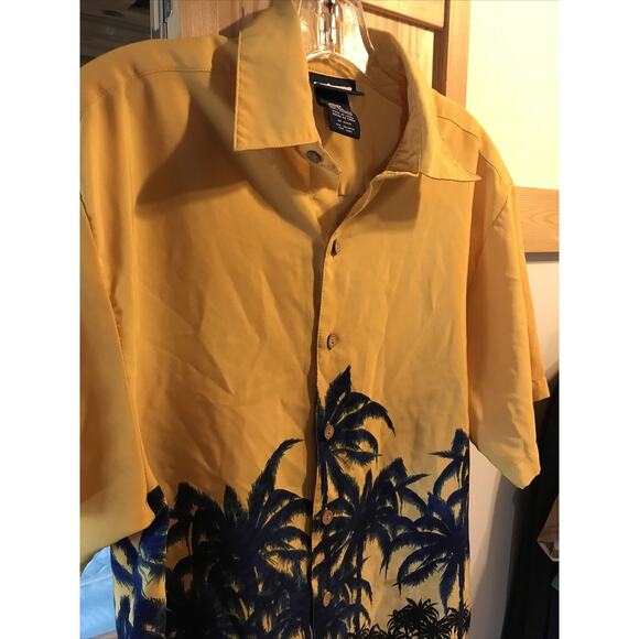 Extreme Gear Men's M Yellow Palm Print SS Button Down Polyester Hawaiian Shirt - Picture 4 of 12
